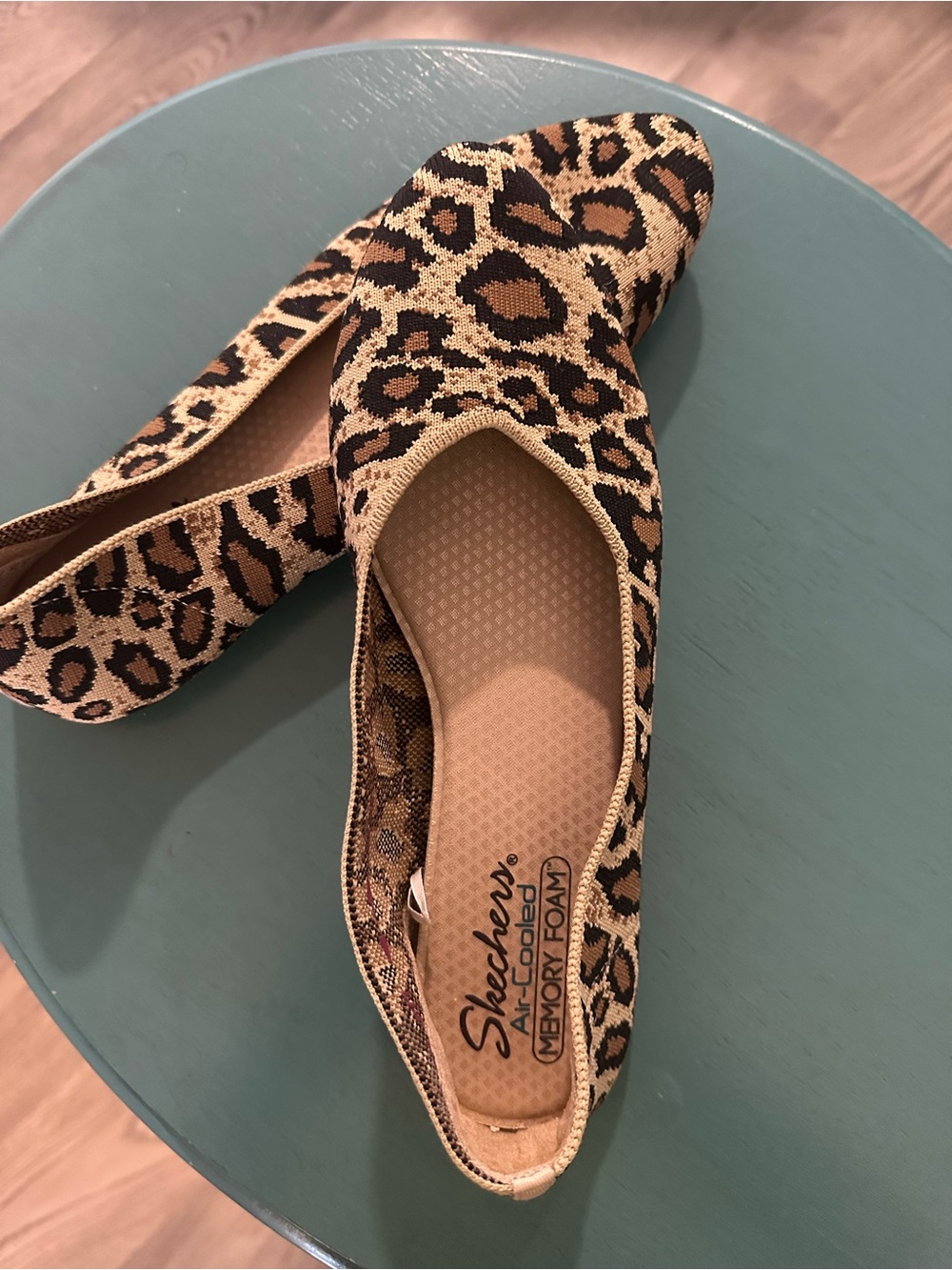 Skechers Leopard-Print Slip-On Flats in Brown and Black